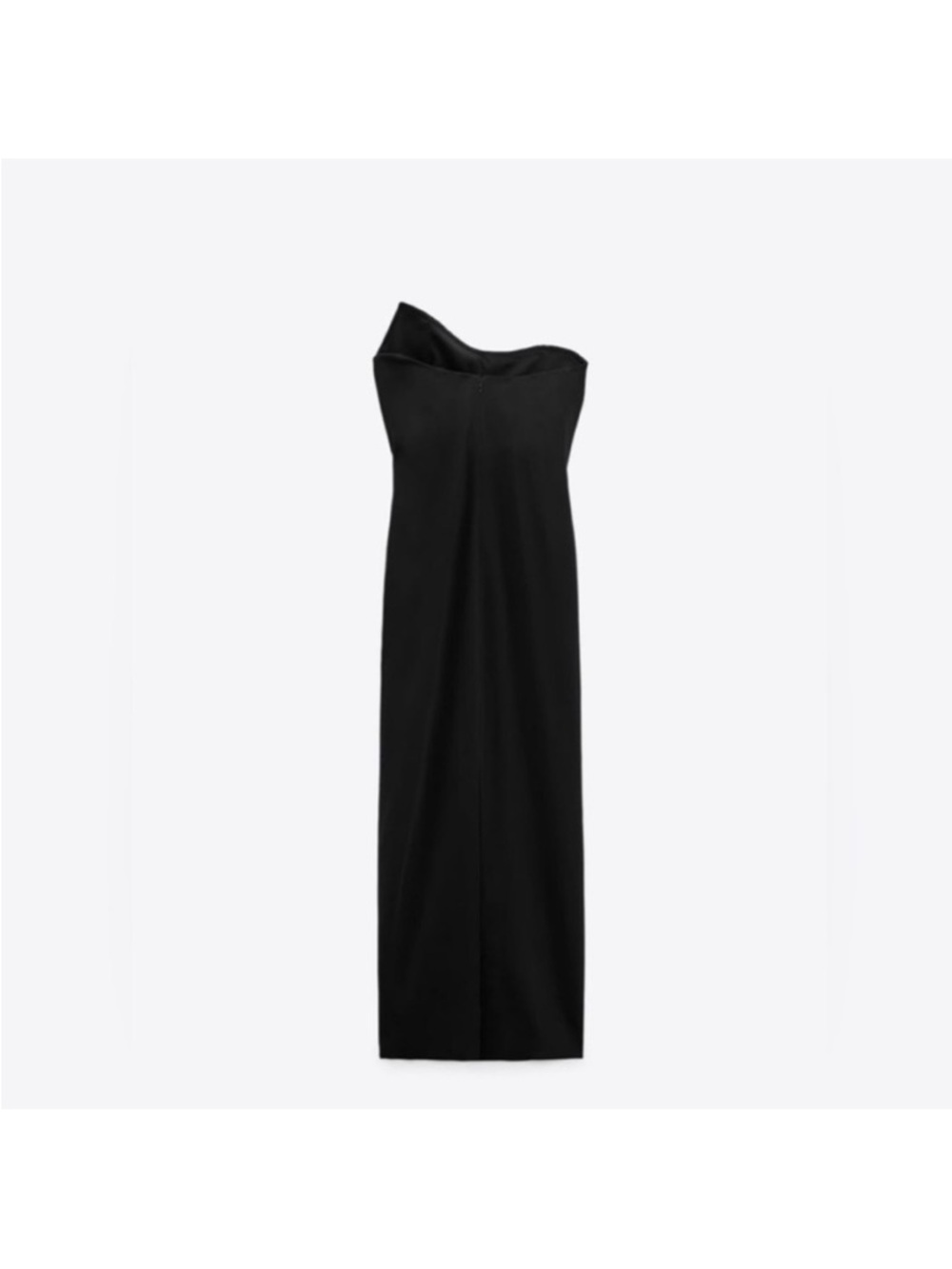 ZARA WOMAN BLACK STRAPLESS LONG FULL LENGTH DRESS asymmetrical Neckline - Picture 5 of 9